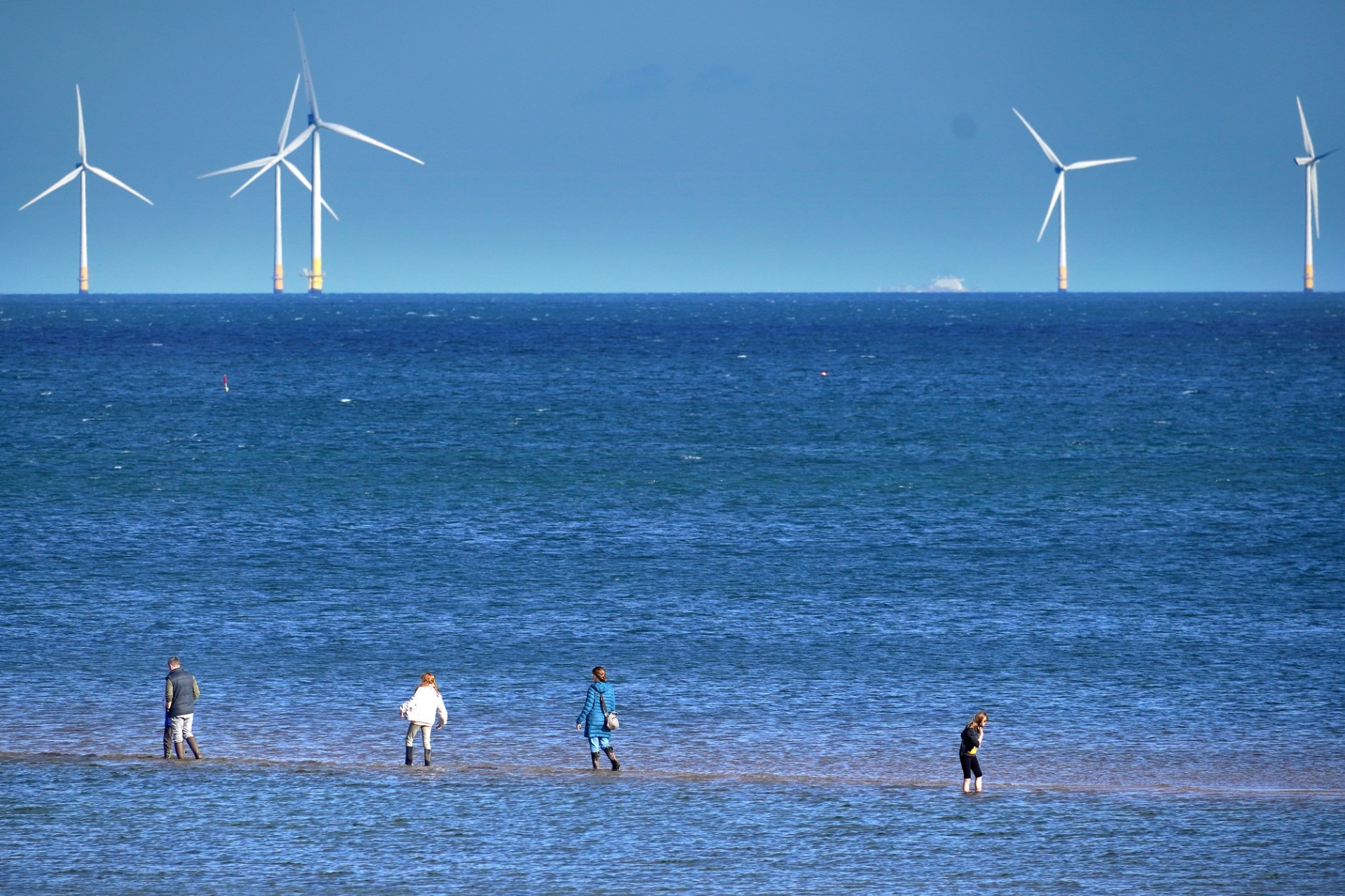 Wind turbines out at sea